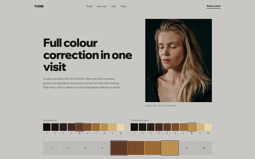 Demo landing page for a color studio