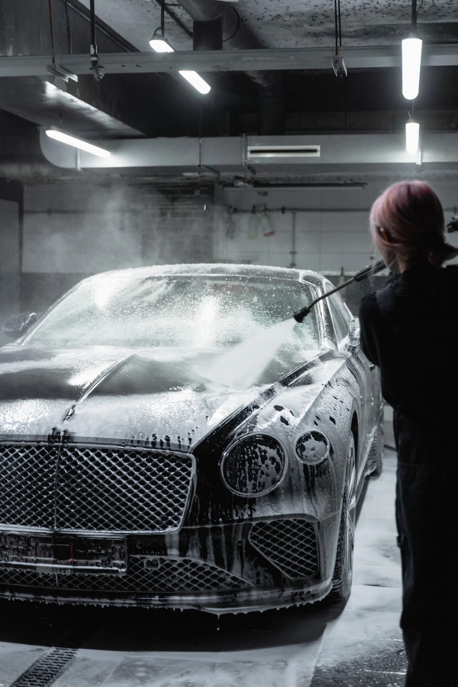Paint covered in touchless foam