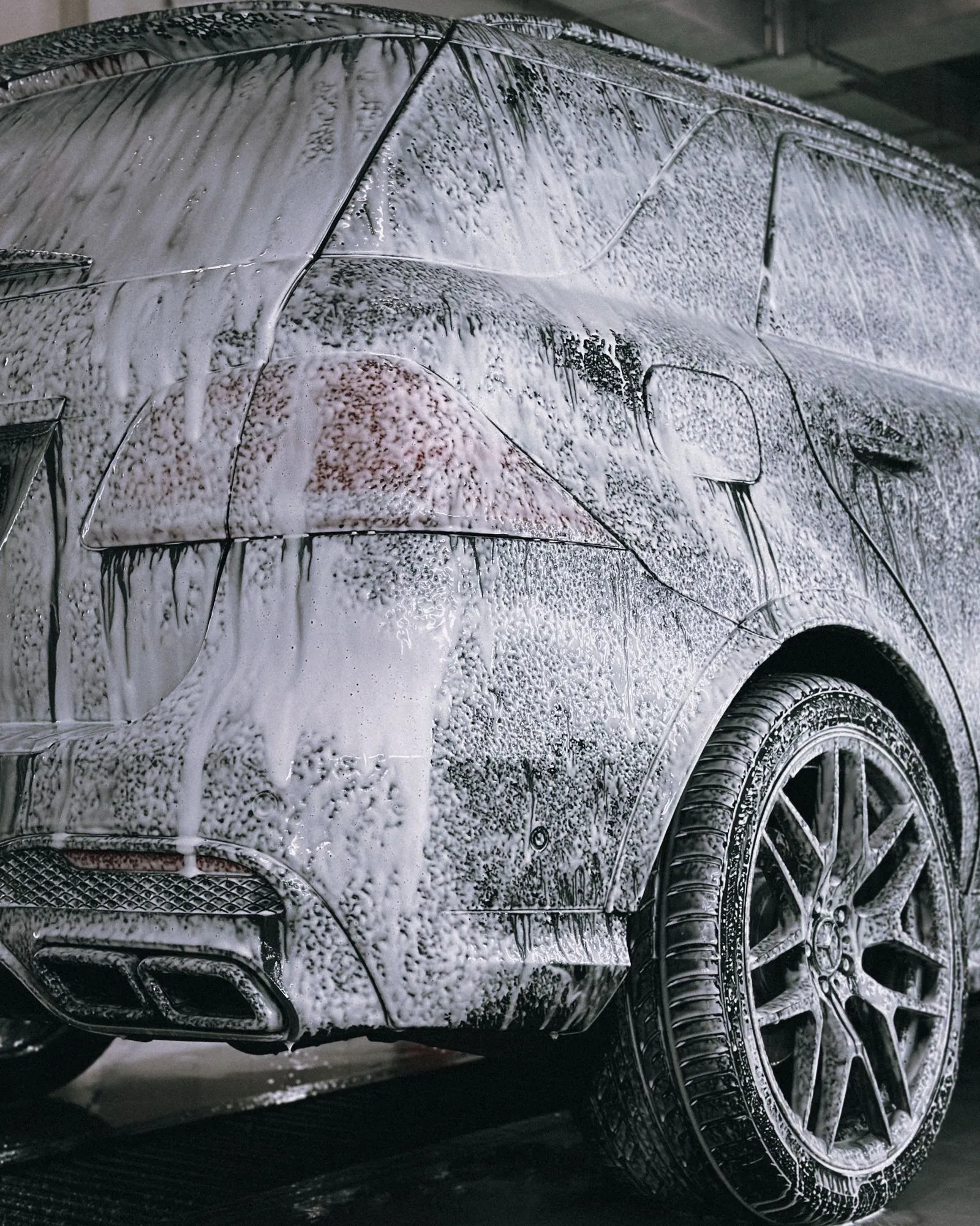 Body covered in thick touchless foam